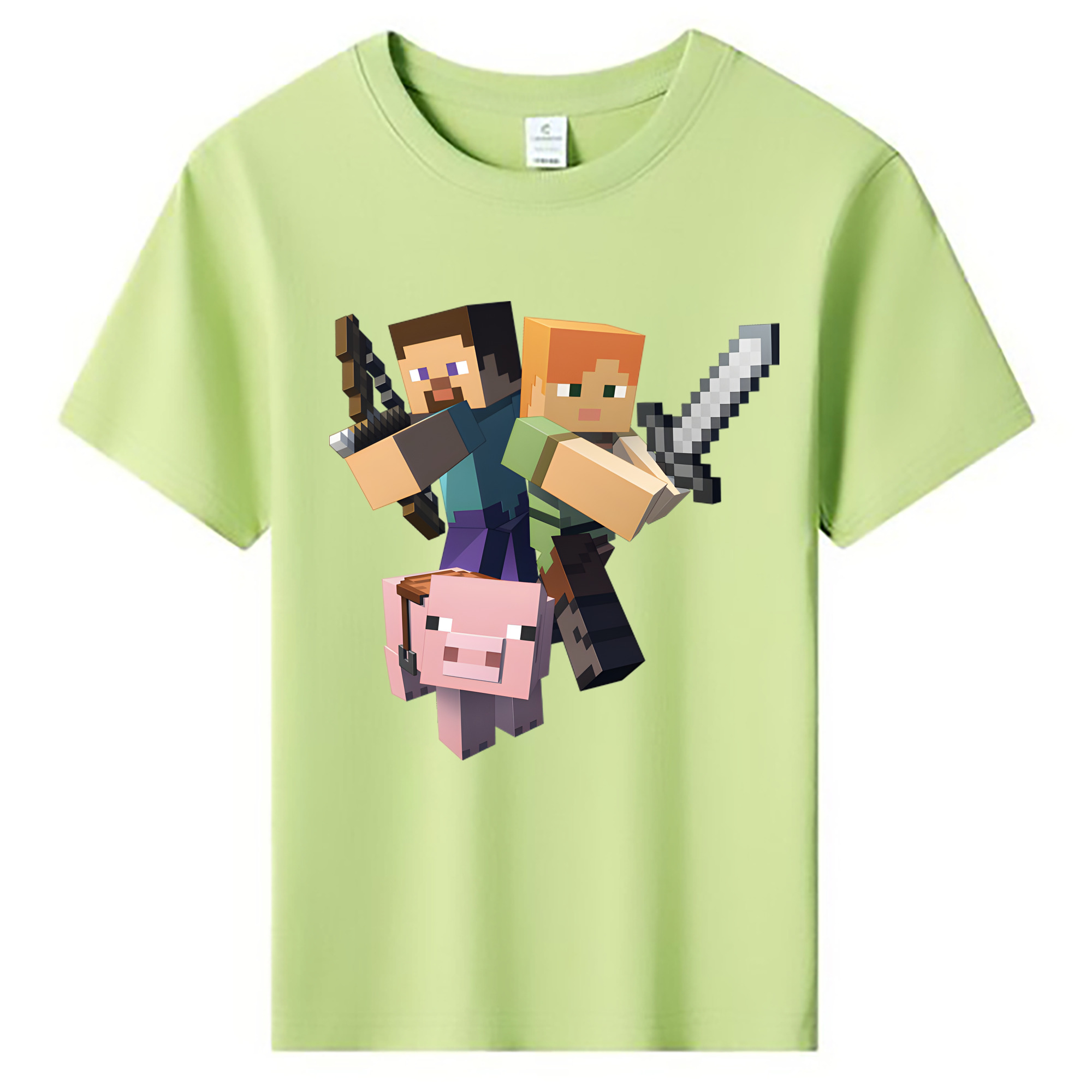 （画像用） マインクラフト ブロックの世界 Minecraft MC Block world 綿100％キッズTシャツ（フロントプリント）